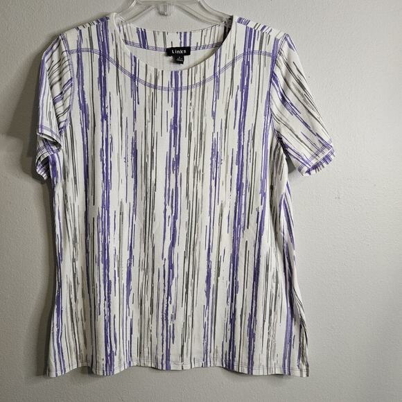 Links Womens 2pc Capri Set Purple Pull On Stretch Pockets Soft Knit Sz S - Picture 3 of 14